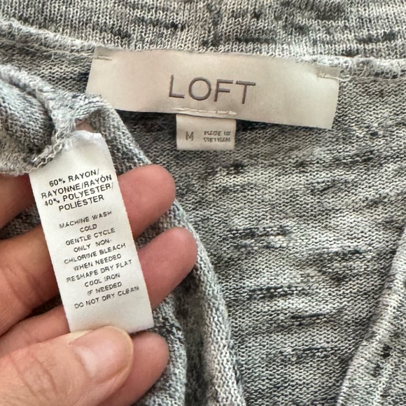 LOFT marled Gray open duster Cardigan medium - Picture 9 of 10